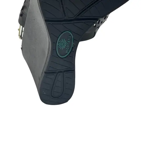 Montana West new Montana ☀︎︎ Artisan Laser Cut Platform Wedge Heel Sandals ☀︎︎ Black Leather