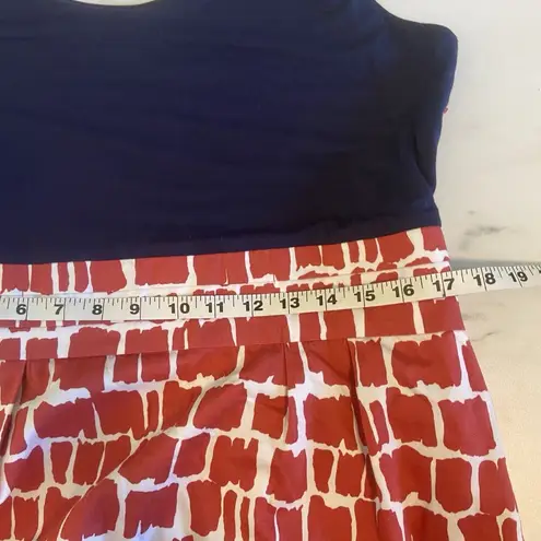 Boden Women's Coral Red Navy Blue Sleeveless Tank Dress Side Zip Size 14 Regular