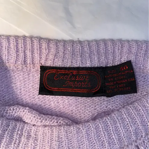 Vintage Sweater Girly Femme Coquette Twee Preppy 80s purple loose Ribbon Knit S