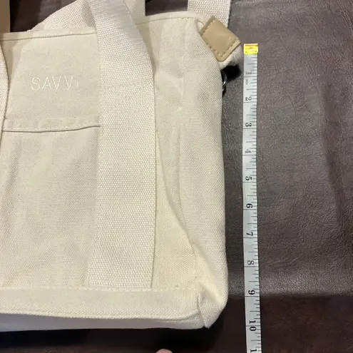 SAVVI Canvas Tote Bag Crossbody Purse Handbag Cream Small Travel Casual