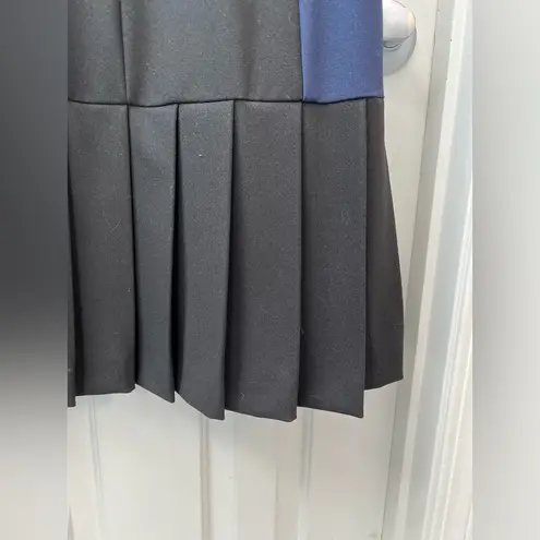 AQUA  Color-block Drop Waist Pleated Women’s Dress Size 8 Black and Blue NWT