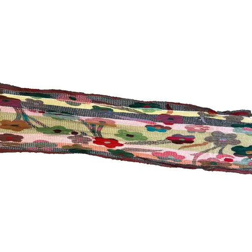 Tolani Viscose Multicolor Fringe Flower Floral 13"x77" Scarf Wrap Shaw Rectangle Green