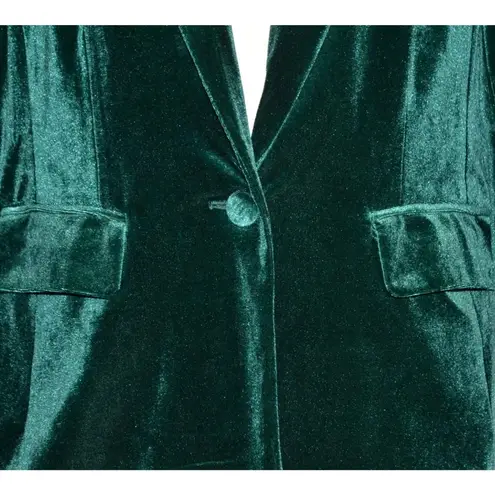 Cato Womens Holiday Green Velvet One Button Blazer Size S Pockets Christmas