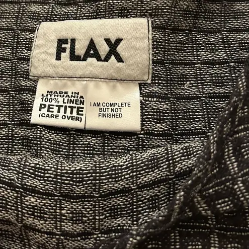 Flax Gray Black Print 100% Linen Top Pants Set Size P (4-6)