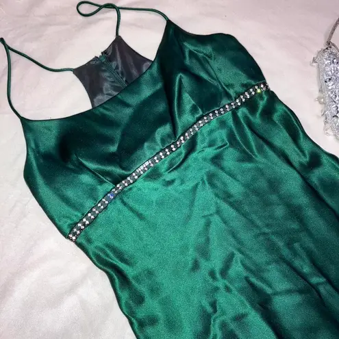 J.harris Vintage Emerald Green Formal Dress With Rhinestone Details