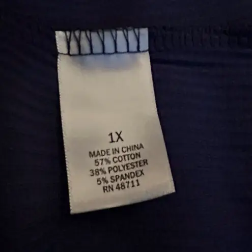 Ophelia Roe Blue Ribbed Puff Sleeve Top 1X