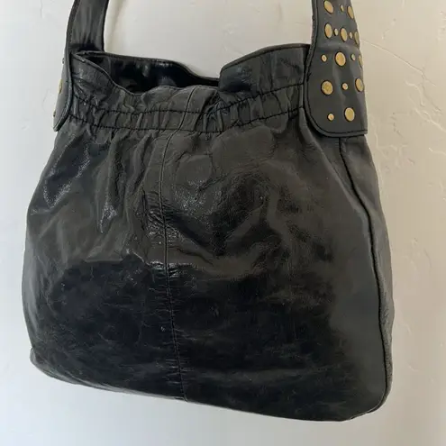 Hillard & Hanson Black Faux Leather Crossbody Bucket Bag