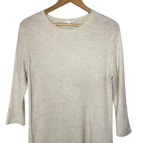 J. JILL Lightweight Crewneck Sweater Dress in Cream, Small Tan