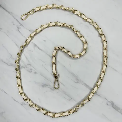 Faux Leather Woven Gold Tone Chain Link Purse Replacement Strap ✨