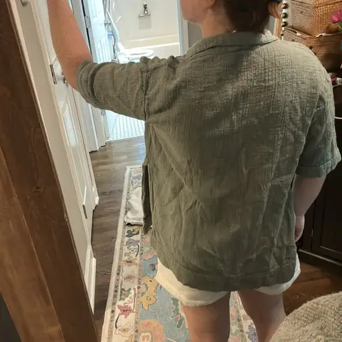 Free People  Cotton Green Pocket Top