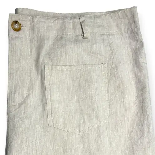 For Cynthia | XL | Natural Linen Blend Wide Leg High-Rise Front Pocket Trouser