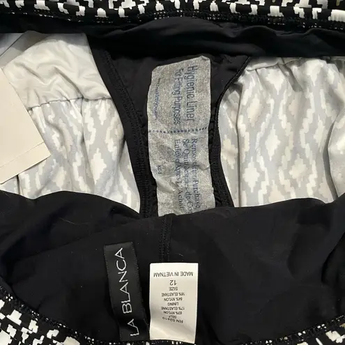 La Blanca NWT, Island Goddess Ruffle Skirted Bottom - Black, Sz 12