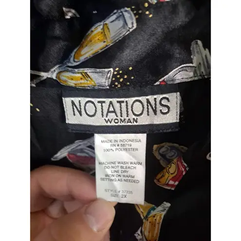 Notations  Woman Cocktails Button Up Shirt Size 2XL