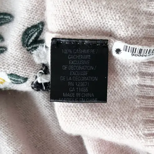 Skull Cashmere Aji Floral Embroidered Skull Stripe Sweater Pale Pink Size Small