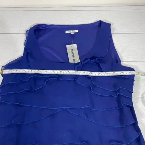 Harvé Benard Harve Bernard Blue Ruffle Scoop Neck Tank Size Medium NWT
