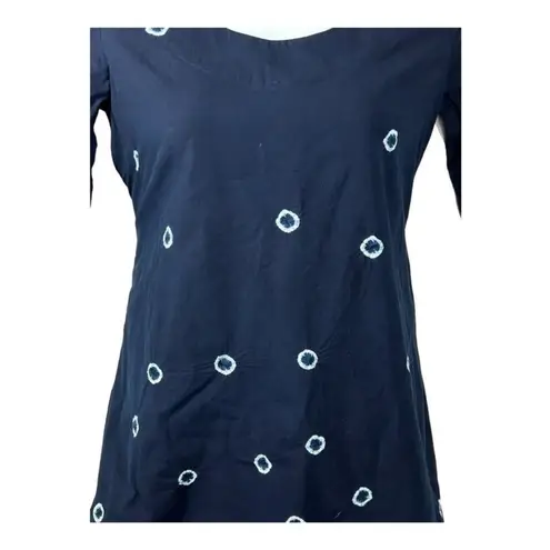 Twine X Prabartana Silk Cotton Blend Tunic Mini Dress Navy Blue, Tie