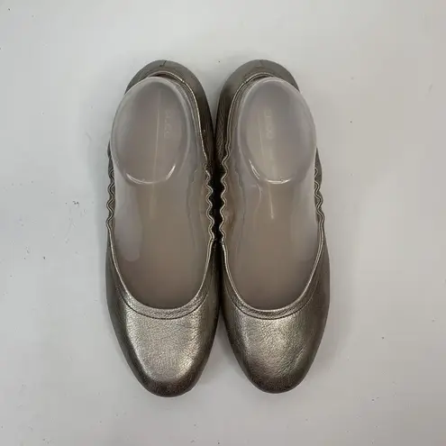 ECCO Size 8 Ballet Flat Shoes Incise Enchant Metallic Bronze Leather Ballerina Gold
