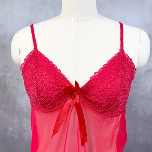 Very Sexy Chemise Nightie Slip Dress Womens 10 Red Sheer Whimsy Fairy Dainty