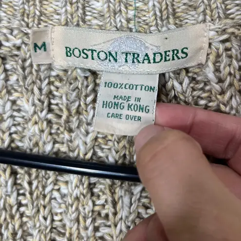 Boston Traders Vintage Cable Knit Cardigan Sweater M Neutral Tones Button Front