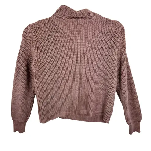 Staccato Brown Cotton Blend Chunky Knit Off Center Full Zip Cardigan Sweater L