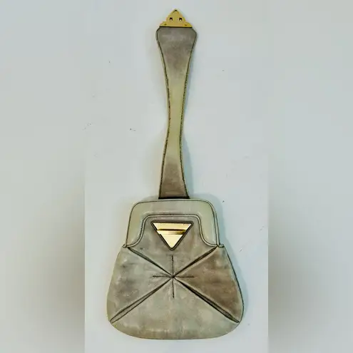 Botkier Grey Leather Looped Small Wristlet Bag RARE Origami Style