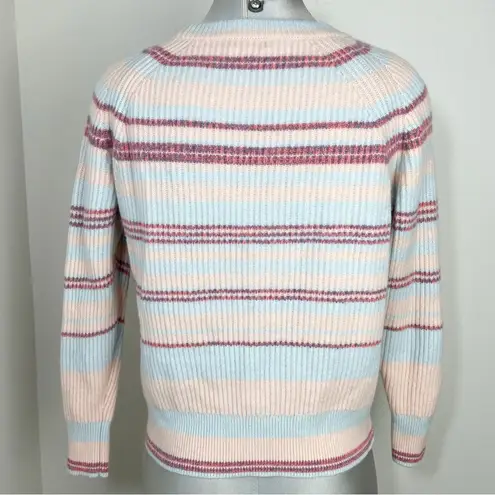 J.Crew  Cashmere Ribbed Crewneck Sweater Size Small Stripped Soft Colors