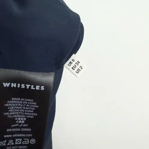 Whistles Celia Iris Print Pleated Dress Navy Floral Blue Size 2