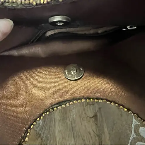 Vintage olive green beaded crescent moon bag