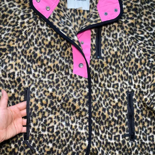 American Eagle Leopard Print Fleece Lined Sherpa Jacket Snap