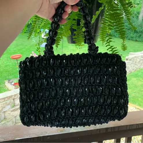 Vintage Walborg Italian Art Deco Black beaded bag with handle
