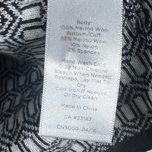 Talbots  Sweater Womens MP Black White 100% Wool Cowl Neck 3/4 Sleeve Old Money