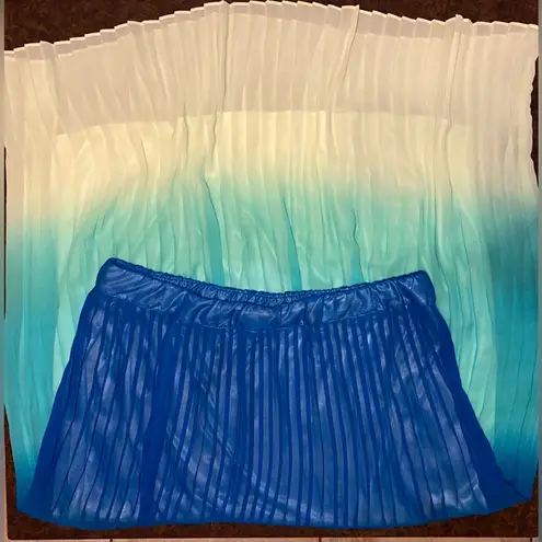 New York And Company Pleated Maxi Skirt in Blue, Green, Yellow Ombre - si…