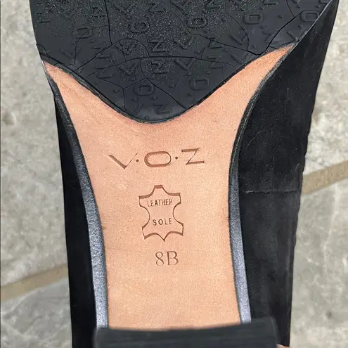Elegant Suede Black Peep Toe Heels by V.O.Z Size 8