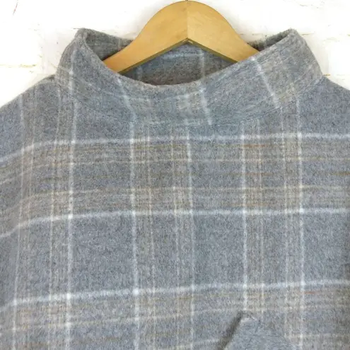 One World World Market Poncho One Size Cecil Gray Brushed Plaid Funnel Neck Lounge Pocket