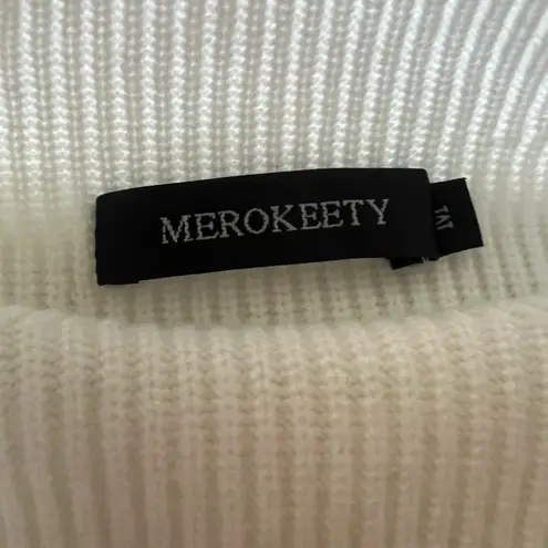 Merokeety Ivory Striped Mockneck Sleeveless Sweater Top