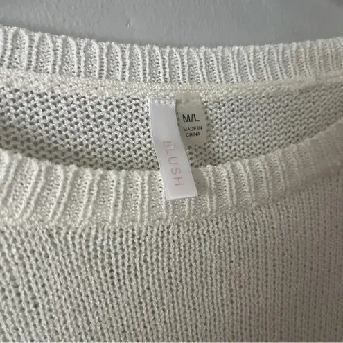 Pinkblush Knitted Cream Sweater with Sequin Elbow Accent Medium Large