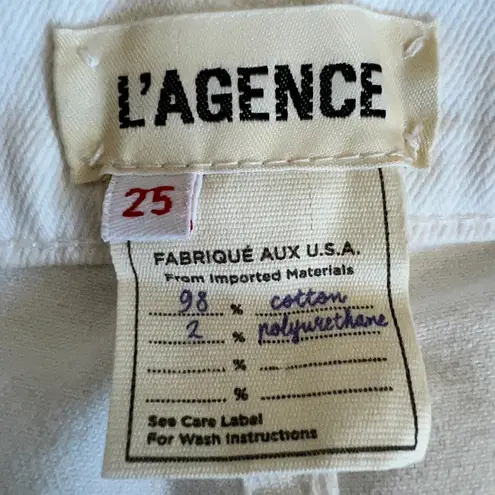 L'Agence  Balboa Slouchy Denim Shorts Womens Size 25 White Distressed