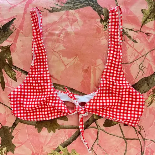 y2k gingham tie front bikini top Red Size M