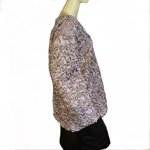 CACHET TAUPE & BLACK CRINKLED COCKTAIL TOP W/SEQUINS AND BLACK ROSETTE (3X) Brown