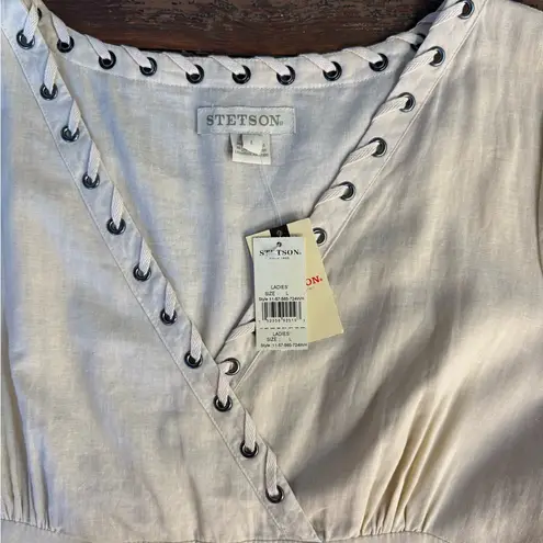 Stetson NWT 100% Cotton Western Cowgirl Raw Hem Dress ~ Size Large 💛🍄