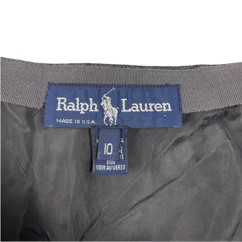 Ralph Lauren  Charcoal Gray 100% Wool Mini Pencil Skirt Lined Side Zipper Size 10