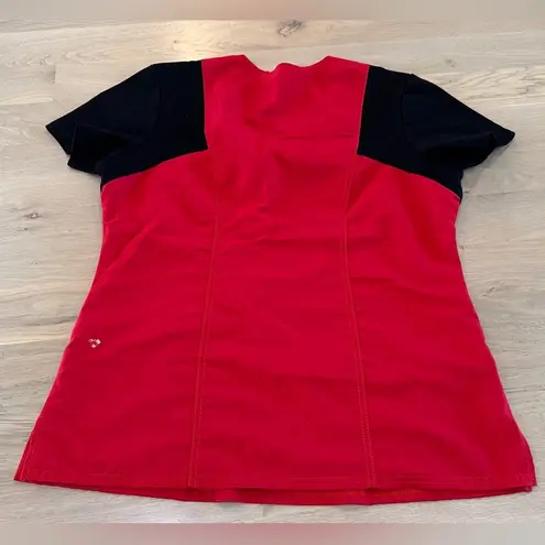 Careisma Women's Round Neck Solid Scrub Top CA606 red black size large