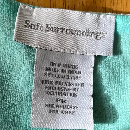 Soft Surroundings mint green embroidered top, size Medium