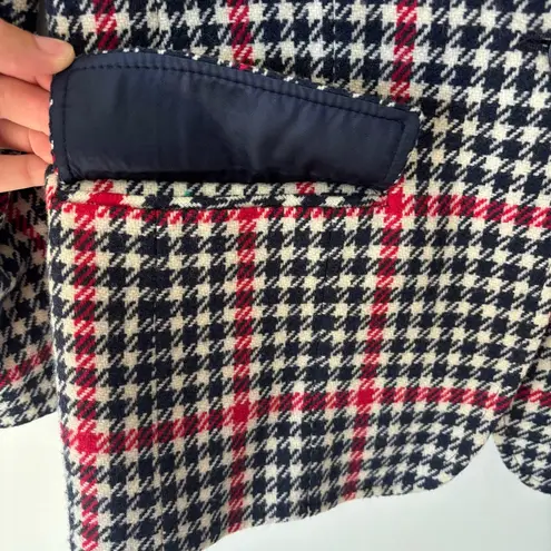Pendleton 100% Virgin Wool Houndstooth Blazer Blue Red White Suit Jacket Plaid
