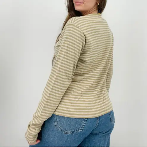 Woolrich  slouchy two tone oatmeal striped crewneck longsleeve shirt top size L