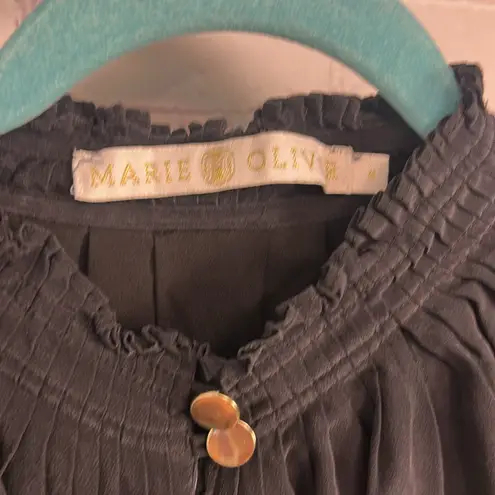 Marie Oliver silk mock neck stunning midi dress old money buttons Small gothic