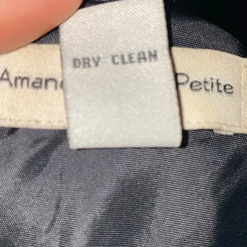 Amanda Smith Sleeveless V-Neck Satin Lace Knee Length Black Cocktail Dress 8P