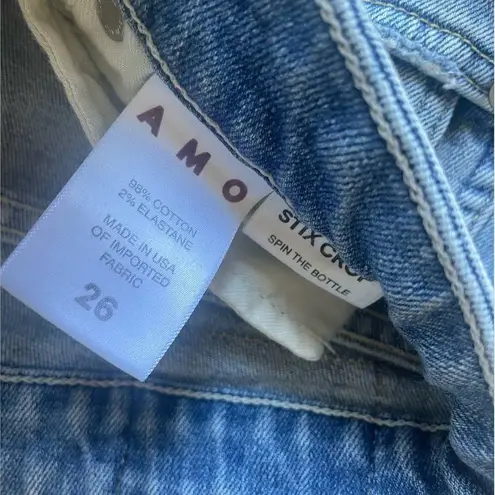 AMO Stix Crop in Spin the Bottle Destroyed Raw Edge Jeans size 26