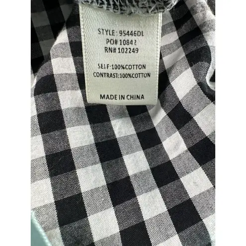 Skies Are Blue Black White Gingham Long Sleeve Faux Wrap Dress Size XS