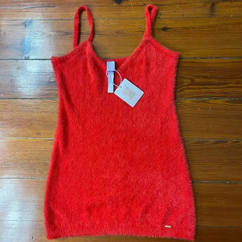 NWT Savage X Fenty Fluff It Up Slip Goji Berry Red ~ Siz Medium 💛🍄